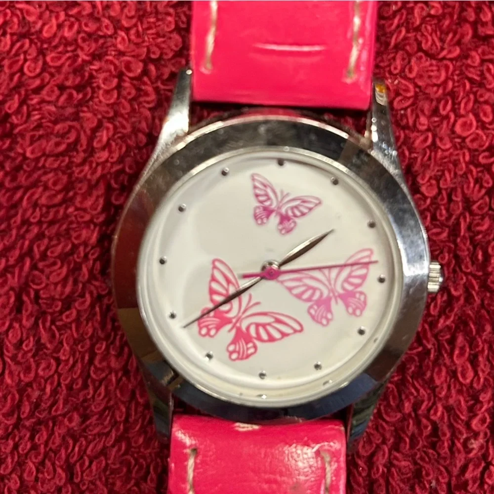 Set of Three Women's Fashion Watches - Pink, Tan & Brown Straps
